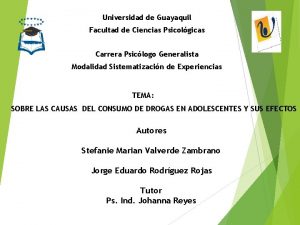 Universidad de Guayaquil Facultad de Ciencias Psicolgicas Carrera