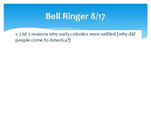 Bell Ringer 817 1 List 2 reasons why