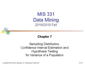 MIS 331 Data Mining 20182019 Fall Chapter 7