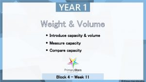 YEAR 1 Weight Volume Introduce capacity volume Measure