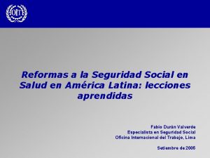 Reformas a la Seguridad Social en Salud en