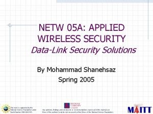 NETW 05 A APPLIED WIRELESS SECURITY DataLink Security