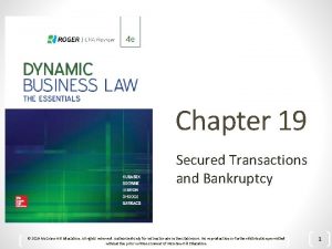 Chapter 19 Secured Transactions and Bankruptcy 2019 Mc