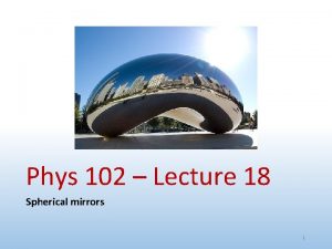 Phys 102 Lecture 18 Spherical mirrors 1 Today