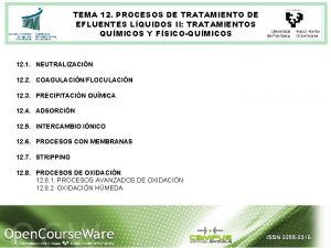 TEMA 12 PROCESOS DE TRATAMIENTO DE EFLUENTES LQUIDOS