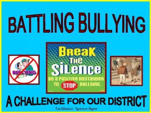 Facilitator Spence Agee BULLYING MEANS ANY repeated and