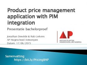 Product price management application with PIM integration Presentatie