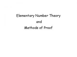 Elementary Number Theory and Methods of Proof Basic