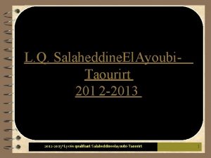 L Q Salaheddine El Ayoubi Taourirt 201 2