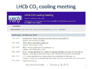LHCb CO 2 cooling meeting Burkhard Schmidt February