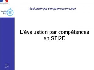 valuation par comptences en lyce Lvaluation par comptences