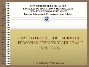 UNIVERSIDAD DE LA FRONTERA FACULTAD DE EDUCACION Y