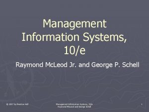 Management Information Systems 10e Raymond Mc Leod Jr