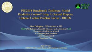 PID 2018 Benchmark Challenge Model Predictive Control Using