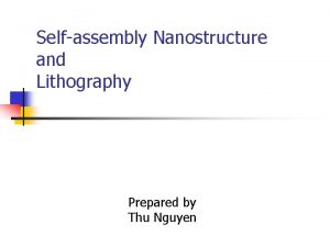 Selfassembly Nanostructure and Lithography Prepared by Thu Nguyen