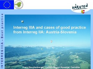 INTERREG IIIA Best practice Interreg IIIA and cases