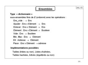 Ensembles UMLV Type dictionnaire sousensembles finis de E