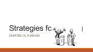 Strategies for Arguing CHAPTER 14 P 305 323