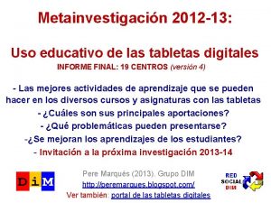 Metainvestigacin 2012 13 Uso educativo de las tabletas