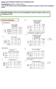 Lesson 10 4 Probability of Disjoint and Overlapping