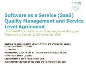 Software as a Service Saa S Quality Management