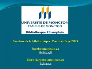 Services de la bibliothque Crdo et Psyc INFO