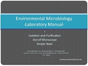 Environmental Microbiology Laboratory Manual I Isolation and Purification