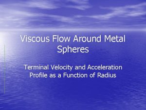 Viscous Flow Around Metal Spheres Terminal Velocity and