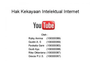 Hak Kekayaan Intelektual Internet Oleh Rizky Annisa 109300089