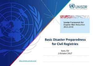 Basic Disaster Preparedness for Civil Registries Suva Fiji