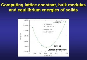 Computing lattice constant bulk modulus and equilibrium energies