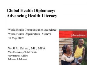 Global Health Diplomacy Advancing Health Literacy World Health