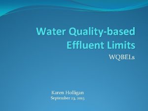 Water Qualitybased Effluent Limits WQBELs Karen Holligan September