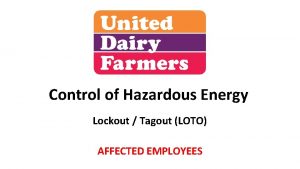 Control of Hazardous Energy Lockout Tagout LOTO AFFECTED