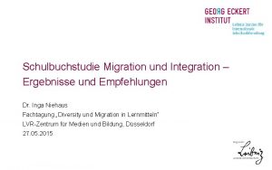 Schulbuchstudie Migration und Integration Ergebnisse und Empfehlungen Dr