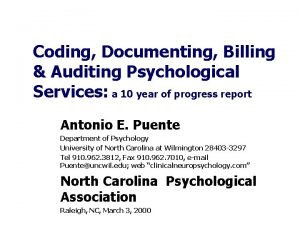 Coding Documenting Billing Auditing Psychological Services a 10