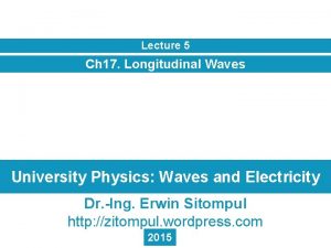 Lecture 5 Ch 17 Longitudinal Waves University Physics