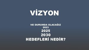 VZYON NE DURUMDA OLACAIZ 2023 2025 2030 HEDEFLER