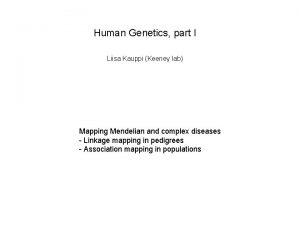 Human Genetics part I Liisa Kauppi Keeney lab