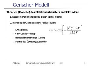 GerischerModell Theorien Modelle des Elektronentransfers an Elektroden 1