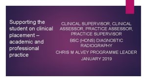 Supporting the student on clinical placement academic and