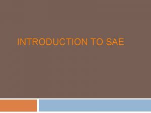 INTRODUCTION TO SAE READ THIS CAREFULLY Wanted Landscape