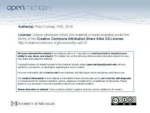 Authors Paul Conway Ph D 2010 License Unless