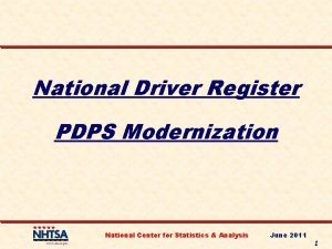 National Driver Register PDPS Modernization National Center for