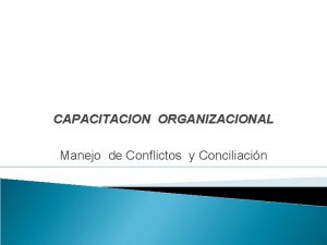 CAPACITACION ORGANIZACIONAL Manejo de Conflictos y Conciliacin CONFLICTO
