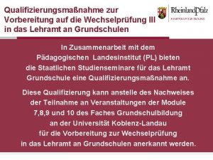 Qualifizierungsmanahme zur Vorbereitung auf die Wechselprfung III in