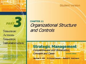 Student Version CHAPTER 11 STRATEGIC ACTIONS STRATEGY IMPLEMENTATION