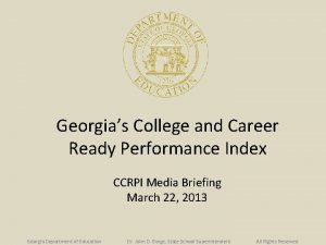 Georgias College and Career Ready Performance Index CCRPI