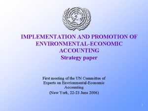 IMPLEMENTATION AND PROMOTION OF ENVIRONMENTALECONOMIC ACCOUNTING Strategy paper
