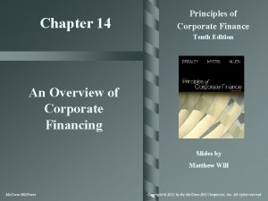 Chapter 14 Principles of Corporate Finance Tenth Edition